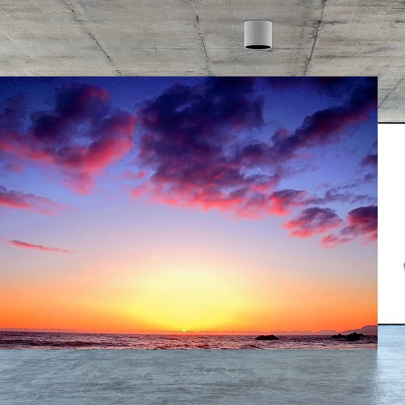 Impresionante atardecer resplandor mural papel pintado sala de estar paisaje decoración de pared, impresión personalizada...
