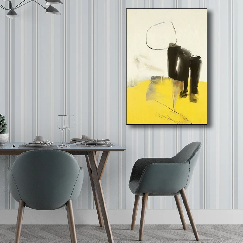 Letrero Decorativo Decoración de pared con textura amarilla de arte abstracto de estilo contemporáneo para comedor Amarillo