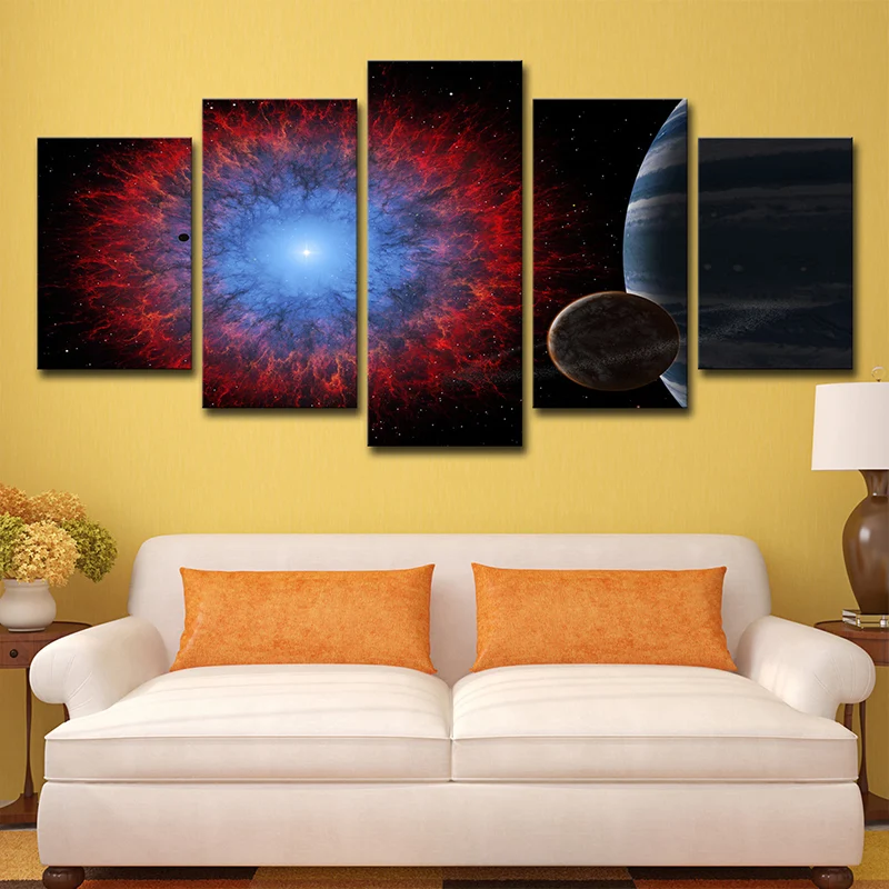 Letrero Decorativo Lienzo impreso de varias piezas para decoración de pared, ciencia ficción, universo, planeta, arte, par...