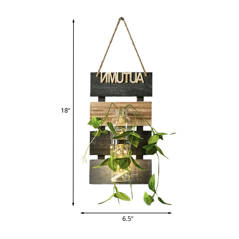Letrero Decorativo Luz de pared rústica para plantas, color verde oscuro, verde definido y amarillo, con placa posterior d...