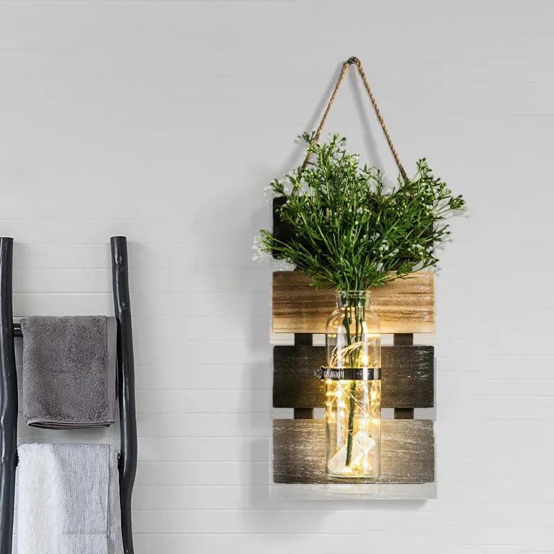 Letrero Decorativo Luz de pared rústica para plantas, color verde oscuro, verde definido y amarillo, con placa posterior d...