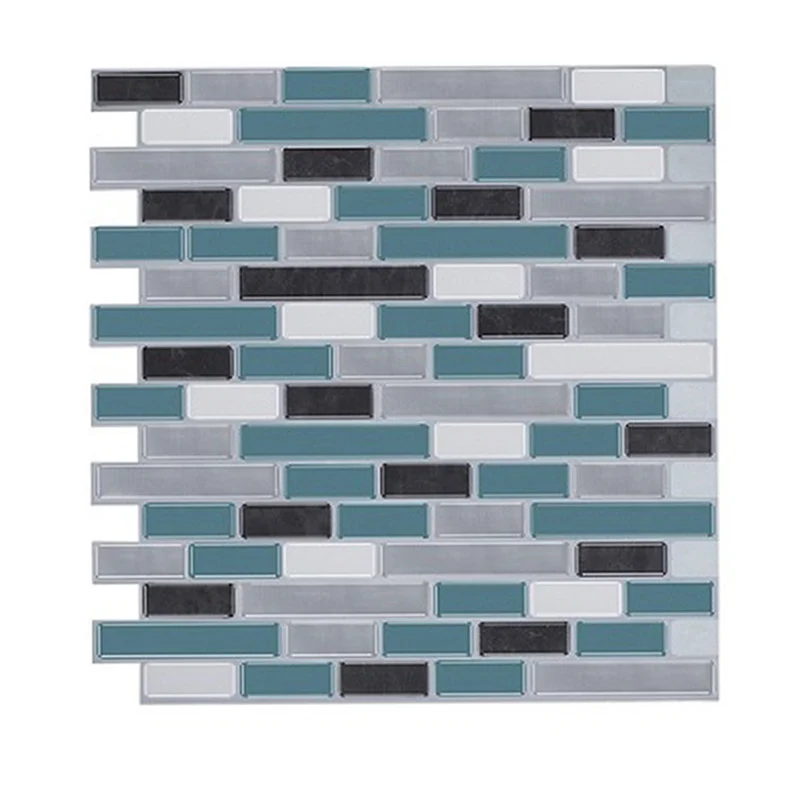 Letrero Decorativo Paneles de papel tapiz de mosaico de óxido, arte de pared de ladrillo falso azul para baño, pelar y peg...