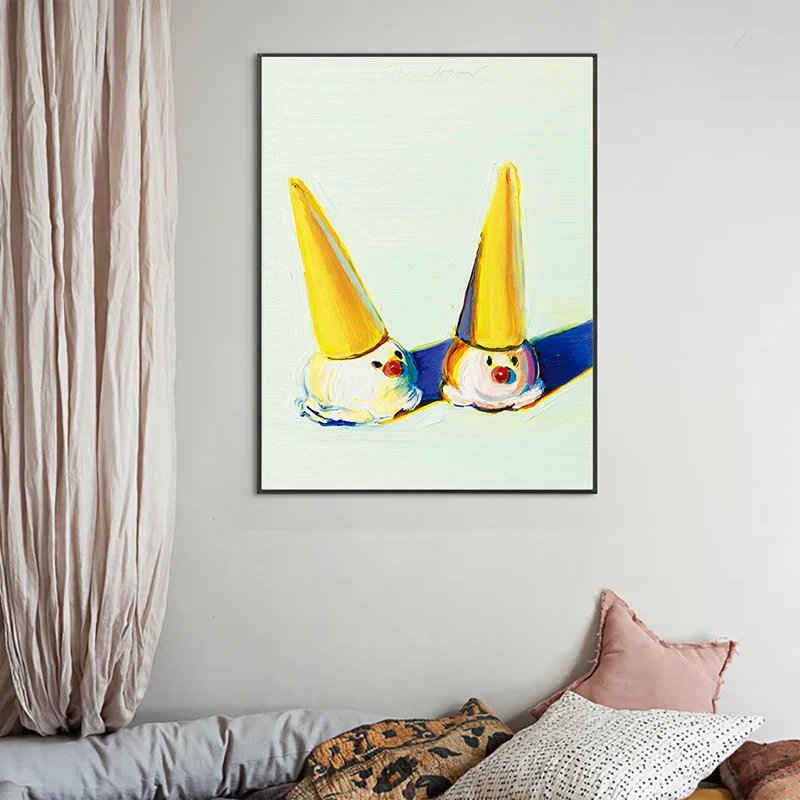 Letrero Decorativo Pintura de helado, materiales de lienzo amarillo, impresión artística de pared texturizada, varios tama...