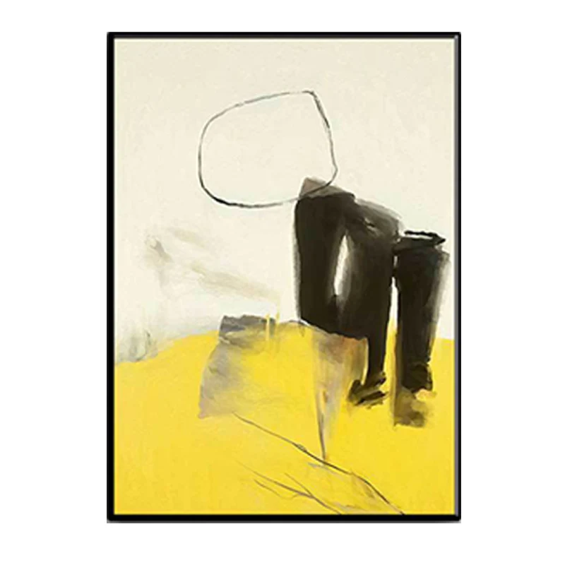 Lienzo abstracto para pared, decoración de pared texturizada contemporánea en amarillo y negro para habitación para Pared...