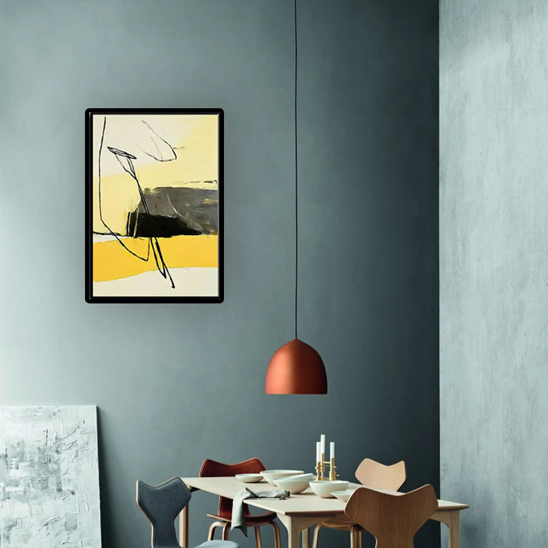 Lienzo abstracto para pared, decoración de pared texturizada contemporánea en amarillo y negro para habitación para Pared...