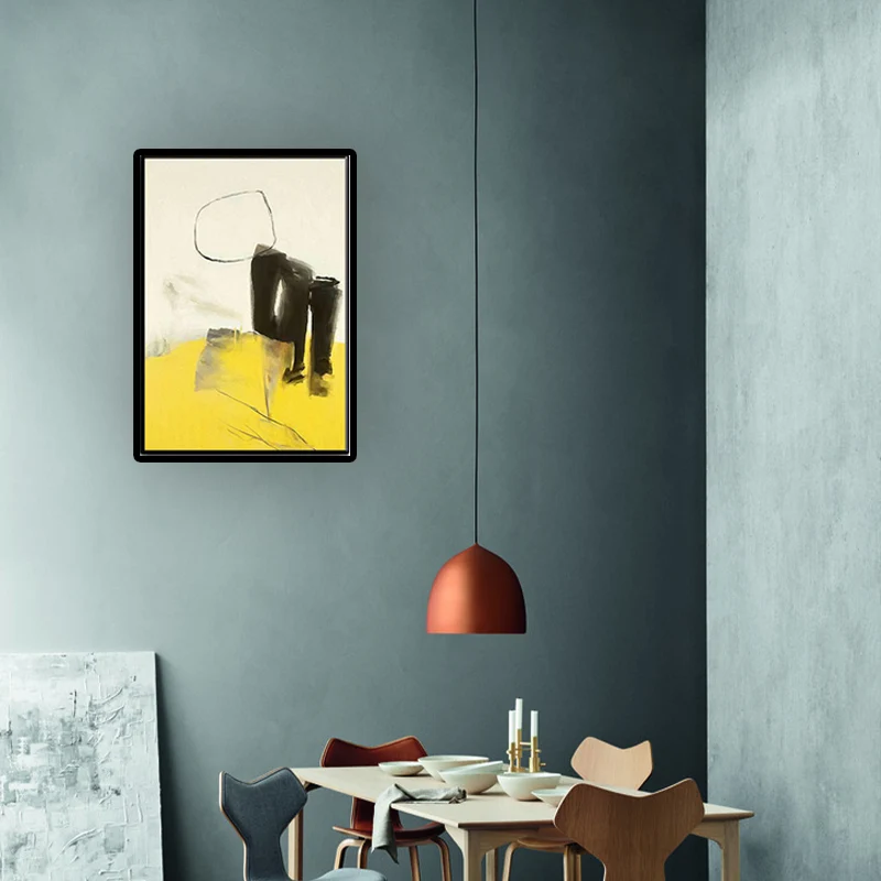 Lienzo abstracto para pared, decoración de pared texturizada contemporánea en amarillo y negro para habitación para Pared...