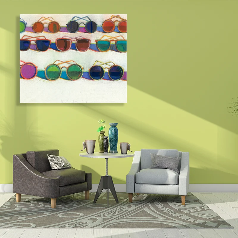 Lienzo de gafas de sol para baño, pintura al óleo, impresión artística de pared, opciones de varios tamaños con Iluminació...