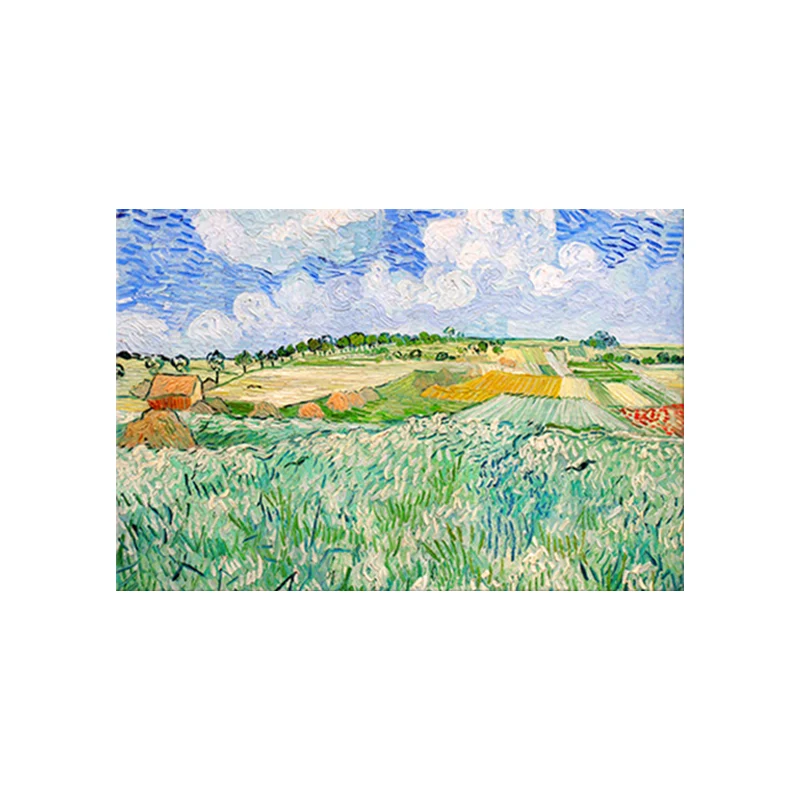Lienzo postimpresionista, arte de pared, pintura verde de campo de granja de Van Gogh para sala de estar de Aluminio Anodi...