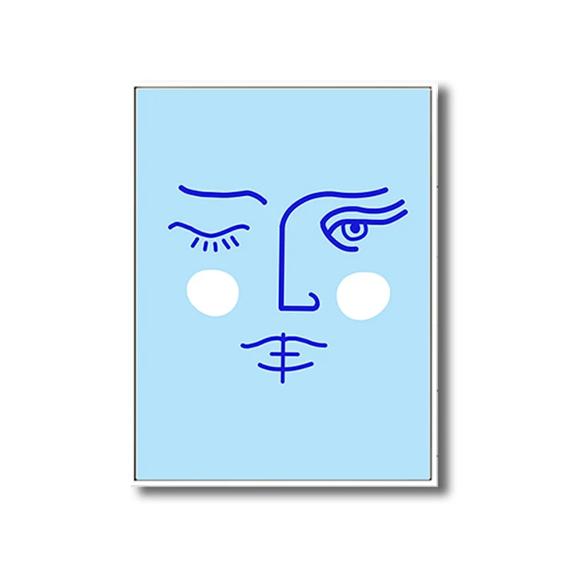 Línea de lápiz Figura Cara Lienzo Arte Minimalismo Decoración de pared texturizada en color pastel con Acabado Envejecido...