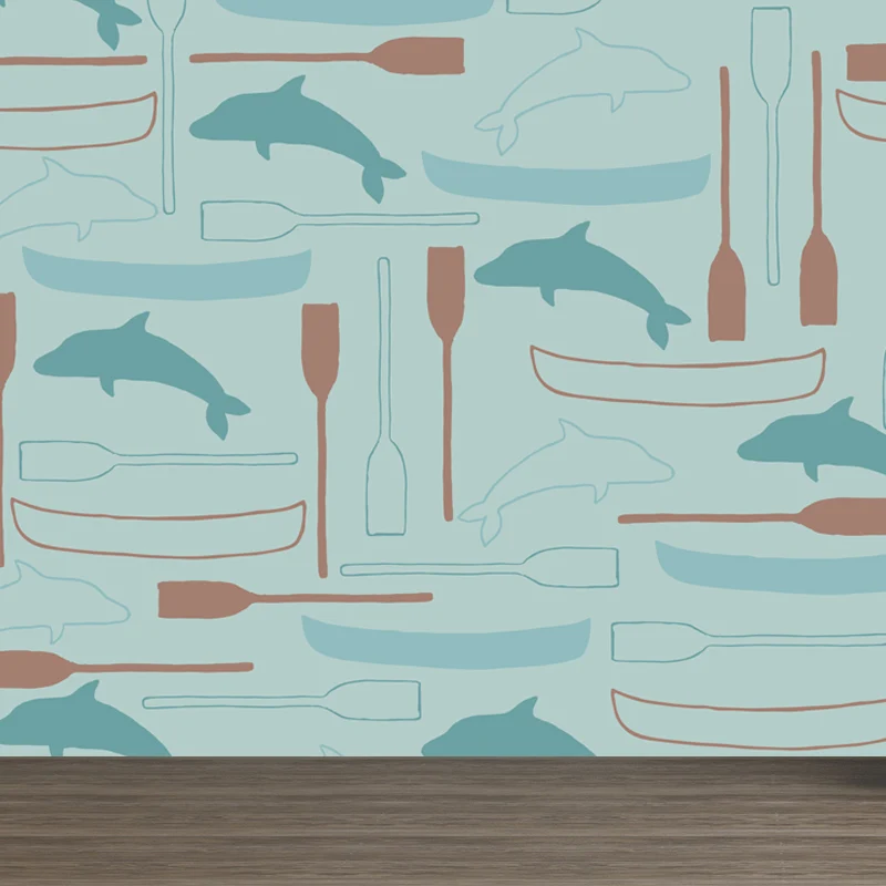 Mural extra grande con estampado de animales, arte de pared no tejido de color suave para decoración del hogar, hecho pedi...