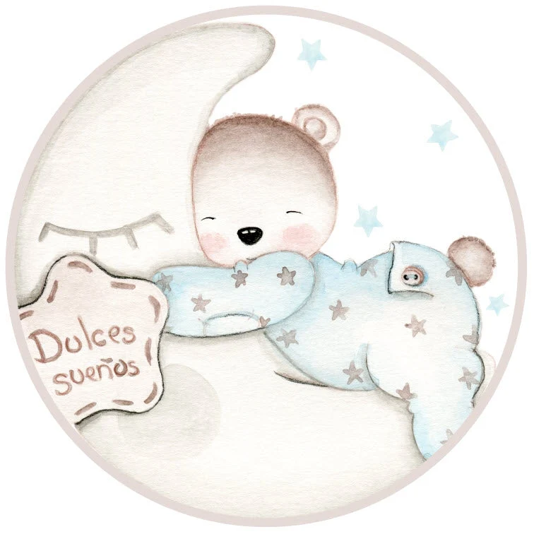 OSITO DULCES SUEÑOS Placa para puerta de vinilo con Iluminación Solar