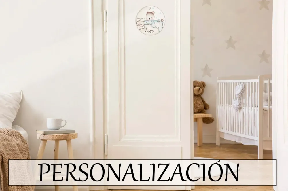 OSITO DULCES SUEÑOS Placa para puerta de vinilo con Iluminación Solar