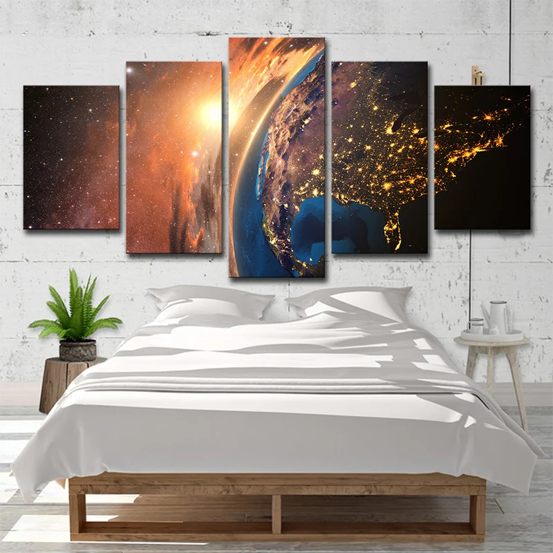 Panel Decorativo Cosmos Sparkling Galaxy Wall Art Ciencia ficción Lienzo impreso decoración de pared en naranja Naranja