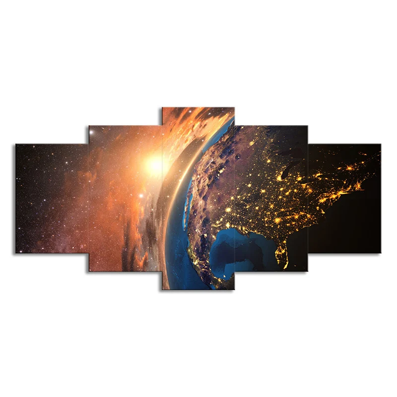 Panel Decorativo Cosmos Sparkling Galaxy Wall Art Ciencia ficción Lienzo impreso decoración de pared en naranja Naranja