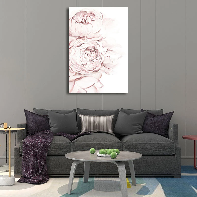 Panel Decorativo Decoración de pared con flores rosas, lienzo con superficie texturizada, arte de pared para dormitorio de...