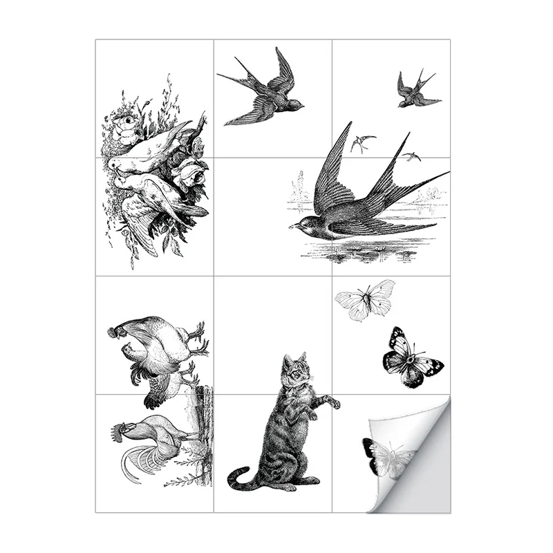 Paneles de papel tapiz de pájaros, decoración de pared de arte infantil gris para dormitorio de niños, pelar y pegar para...