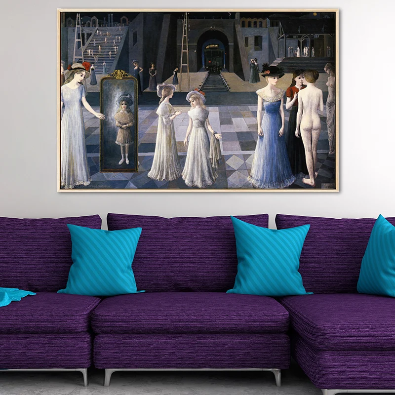 Pintura al óleo Maiden Party Art Estilo consuetudinario Lienzo Texturizado Decoración de pared en azul Azul