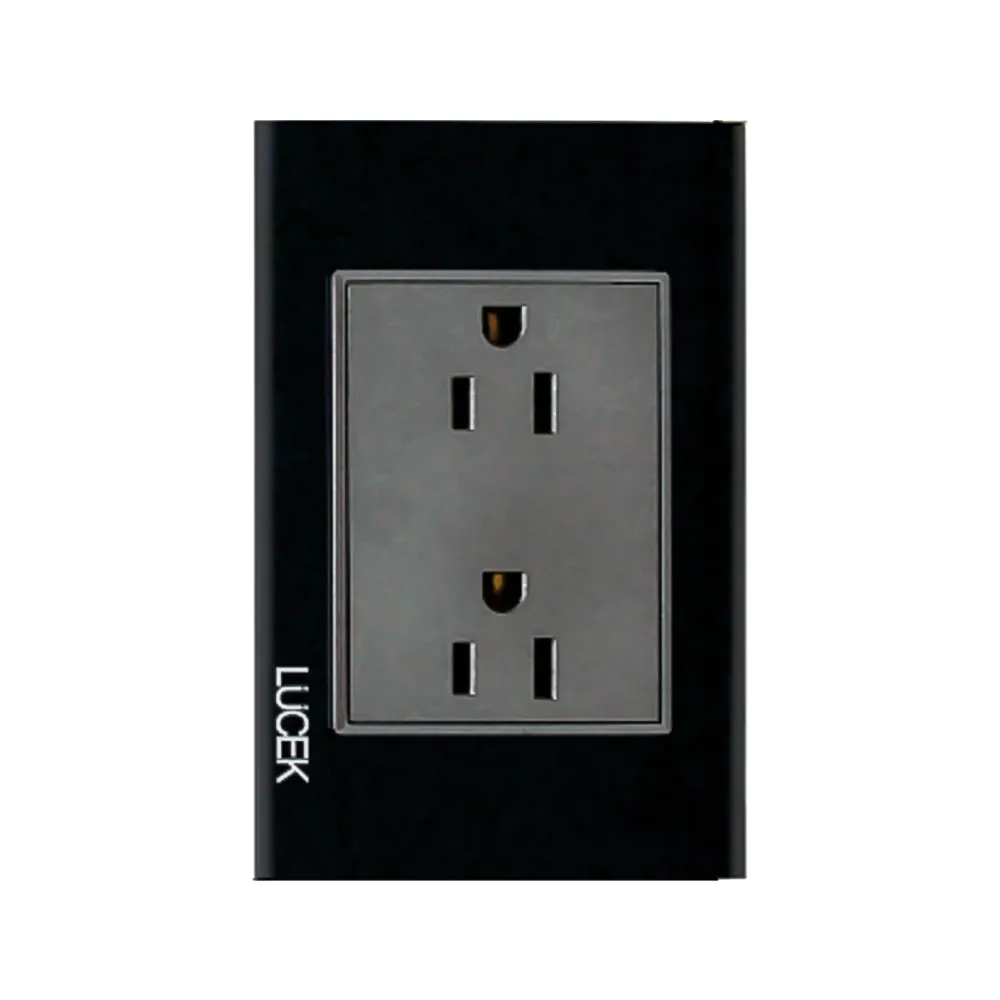 Placa Contacto Duplex Cristal Negro de Aluminio Anodizado