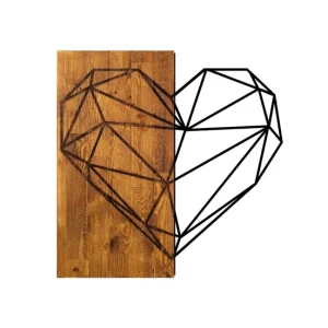Placa deco WOOD HEART acero negro Resistente los UV