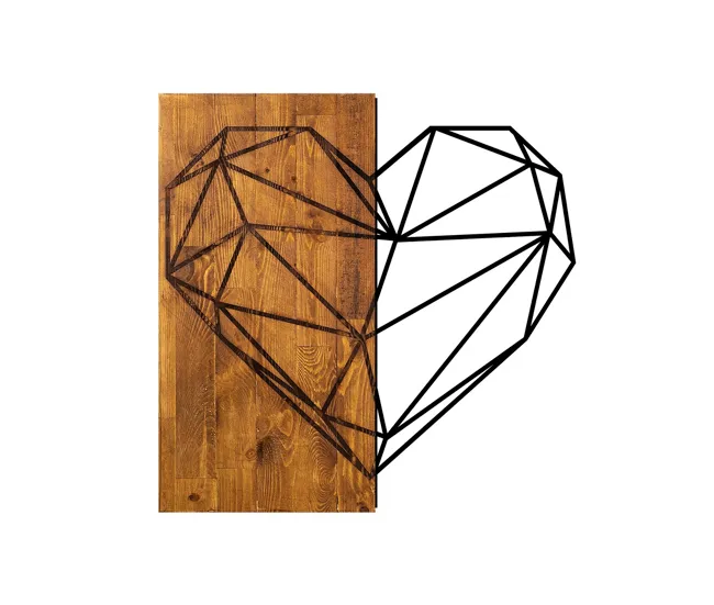 Placa deco WOOD HEART acero negro Resistente los UV