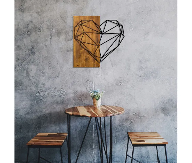Placa deco WOOD HEART acero negro Resistente los UV