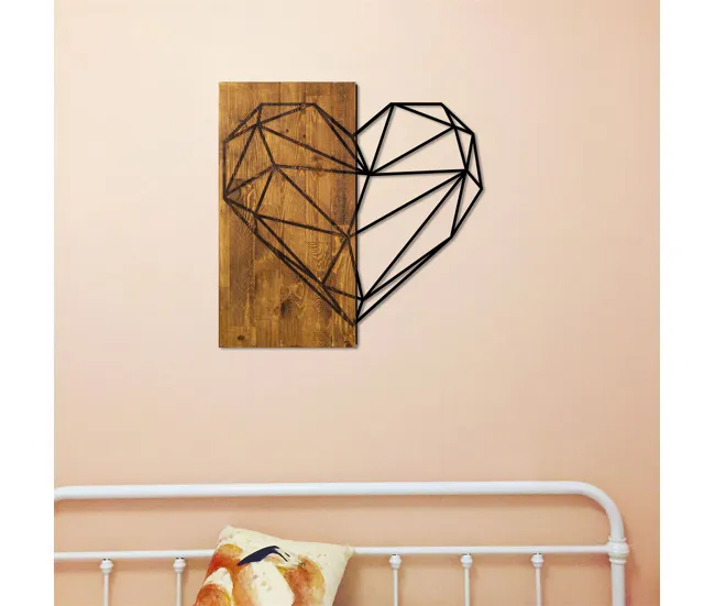 Placa deco WOOD HEART acero negro Resistente los UV