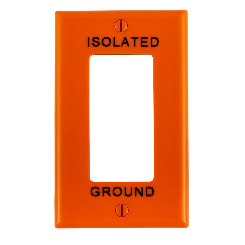 Placa 1 ventana naranja con leyenda tierra aislada - Leviton Fácil Colgar