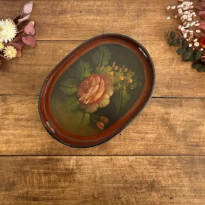 Plateau décoratif peint à la main motifs fleurs Fácil Colgar