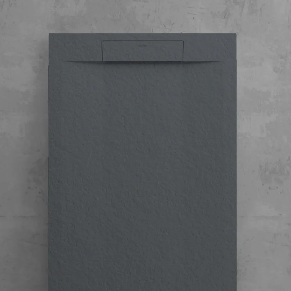 Plato de ducha de resina modelo Titano 70x140 cm antracita efecto piedra con Acabado Envejecido