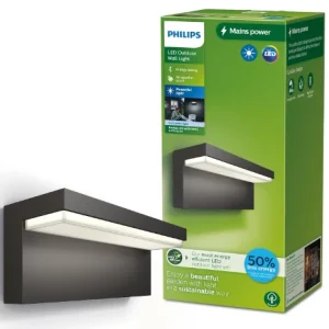 Relieve de Pared Apliqui paret exterior led Philips negre