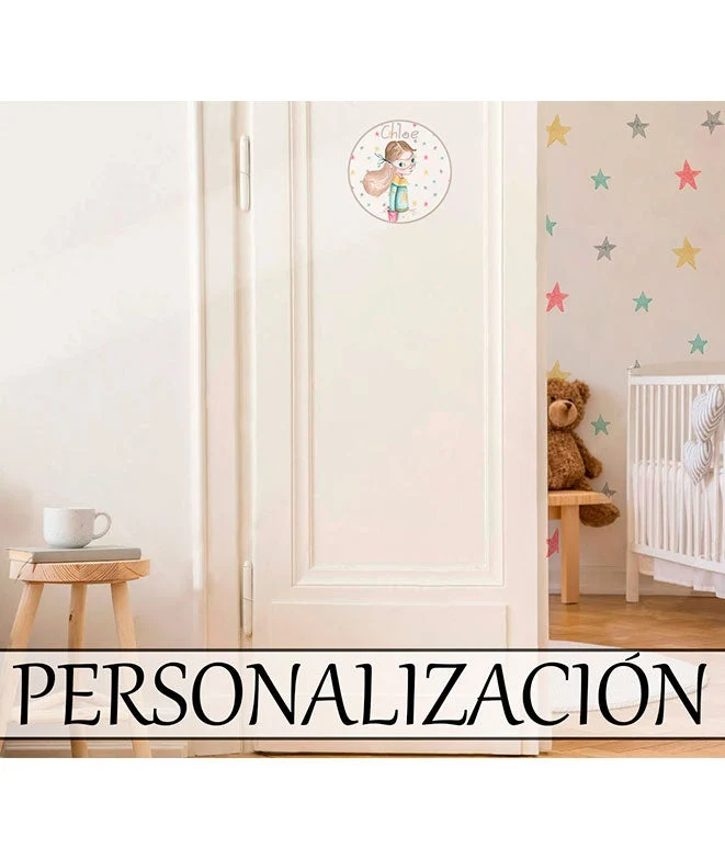 SUPER GIRL Placa para puerta de vinilo con Marco de Madera