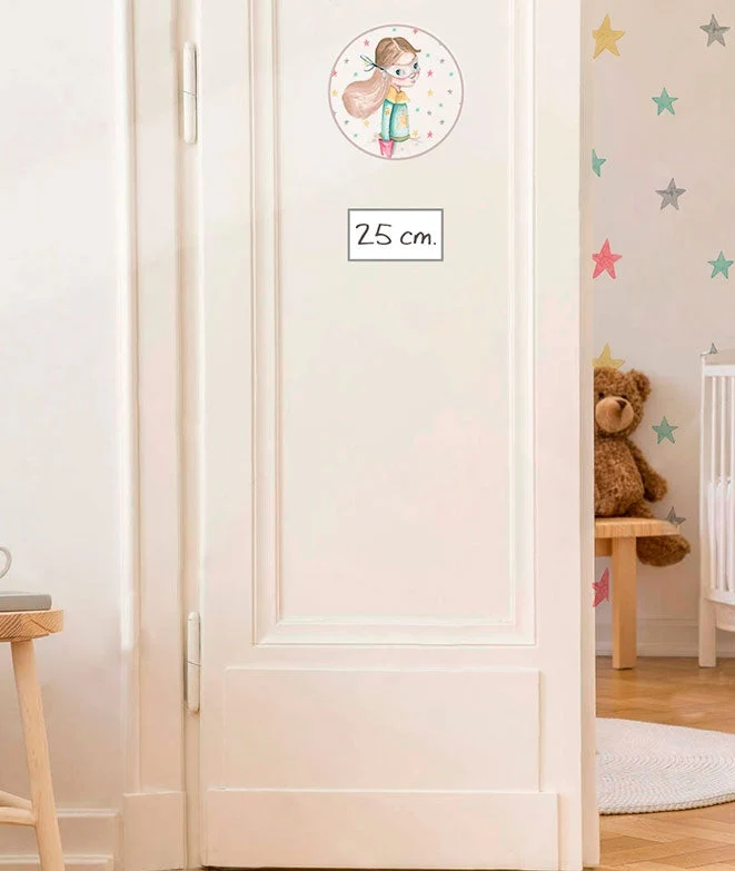 SUPER GIRL Placa para puerta de vinilo con Marco de Madera