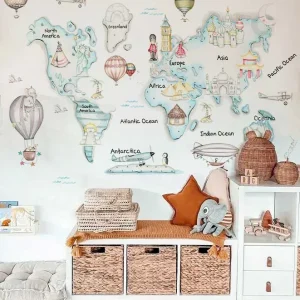 MAPA MUNDI TRAVEL AZUL Mural de papel pintado