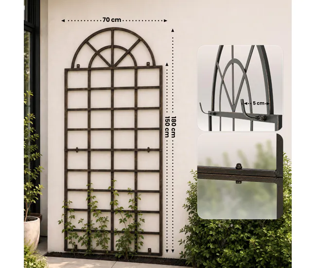 Set de 2 vallas metálicas viva para plantas trepadoras Acero Bronce 5X70X180 cm