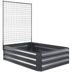 Variedad de Jardín Outsunny Jardinera Exterior Grande de Acero Galvanizado Jardinera de Exterior con Celosí para Plantas T...