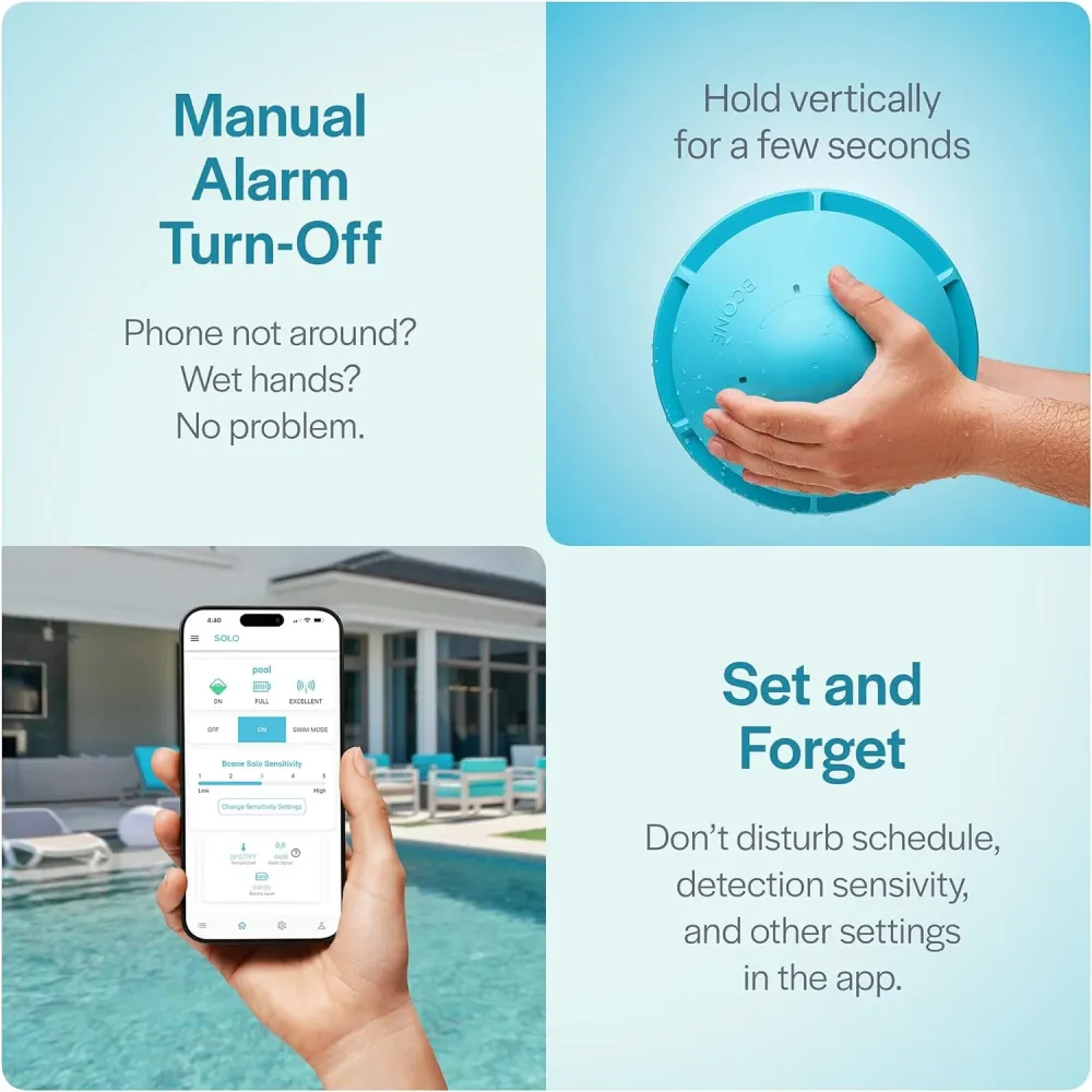 Alarma inteligente para piscina con aplicación Bluetooth, para piscinas sobre el suelo y en el suelo, sirena robusto de 11...