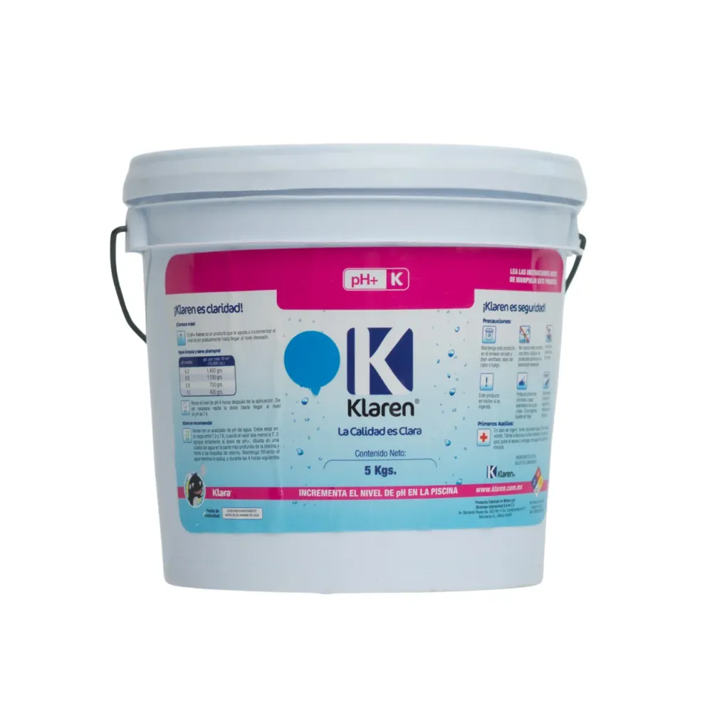 Klaren pH+ Polvo 5 Kgs. Para Aumentar el pH del Agua de Albercas, Piscinas y Spas
