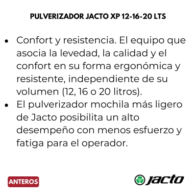 Pulverizador Jacto XP 12 Lts con Tecnologí Anti-Goteo