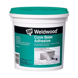 Adhesivo para base de zócalo de látex acrílico sintético de alta resistencia DAP Weldwood, color blanco roto, 1 cuarto de...