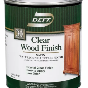Acabado y sellador acrílico base de agua Deft Satin Clear, 1 cuarto de galón (paquete de 4)
