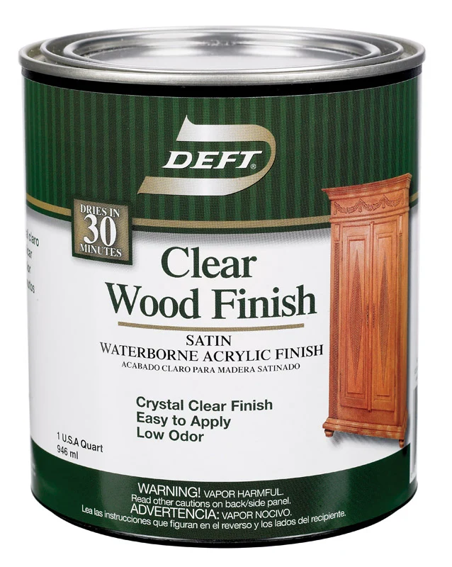 Acabado y sellador acrílico base de agua Deft Satin Clear, 1 cuarto de galón (paquete de 4)