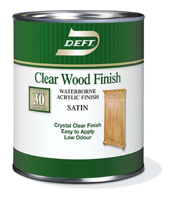 Acabado y sellador acrílico base de agua Deft Satin Clear, 1 cuarto de galón (paquete de 4)