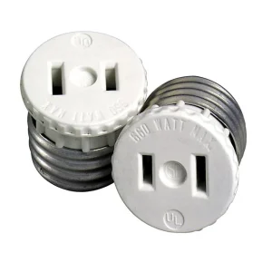 Adaptador de enchufe de base mediana de aluminio Leviton, paquete de 2