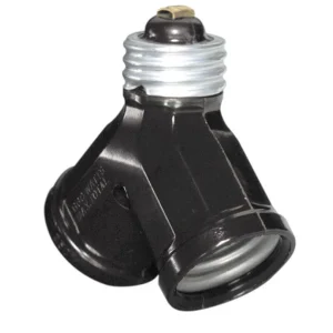Adaptador de portalámparas doble de base mediana de plástico Leviton, paquete de 1