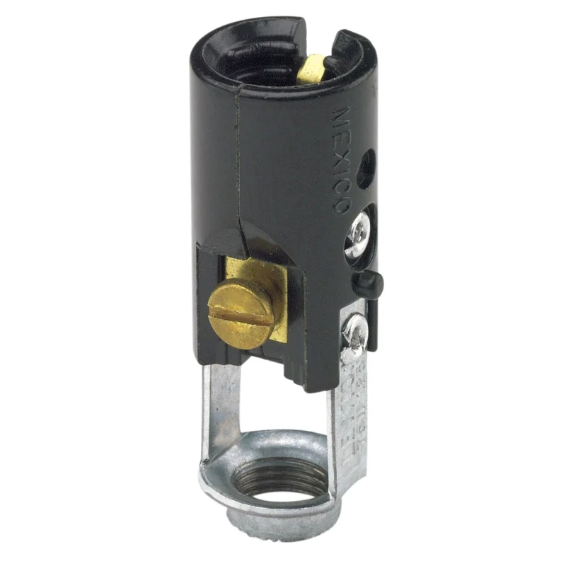 Portalámparas monofásico sin llave con base de candelabro incandescente de color negro fenólico de Leviton
