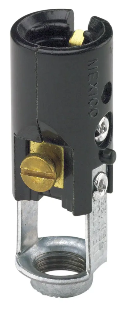 Portalámparas monofásico sin llave con base de candelabro incandescente de color negro fenólico de Leviton