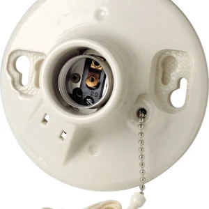 Toma de corriente con cadena y base mediana incandescente de porcelana Leviton, paquete de 1