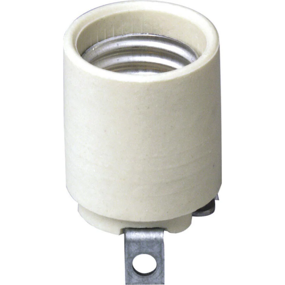 Toma de corriente sin llave de base mediana incandescente de porcelana Leviton, paquete de 1