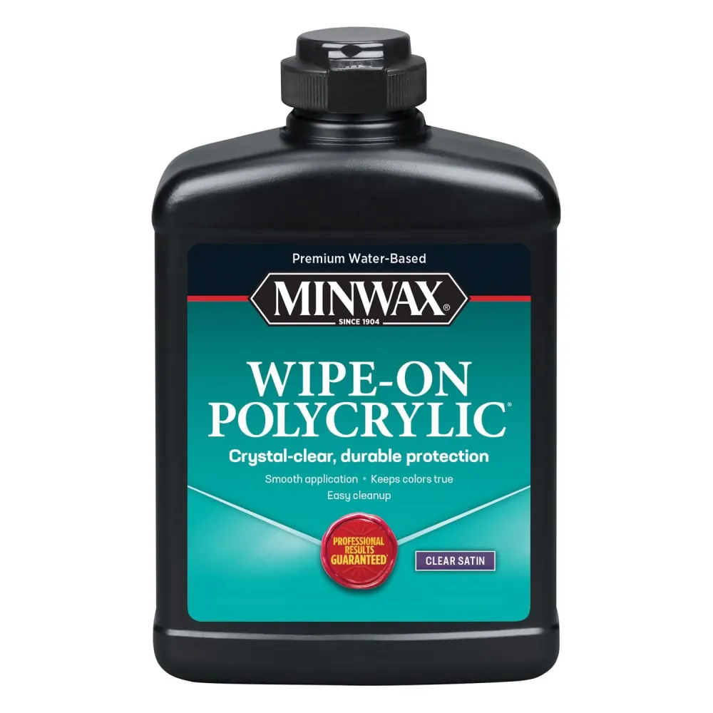 Tinte de poliuretano látex base de agua Minwax Wipe-On Poly Satin transparente, 2 puntos (paquete de 4)