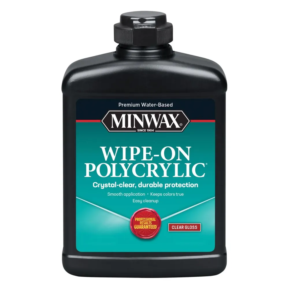 Tinte de poliuretano látex base de agua transparente Minwax Wipe-On Poly Gloss de 1 pieza (paquete de 4)